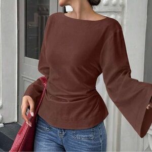 Brown Long Sleeve Top
